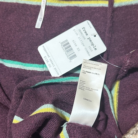 Free People Multicolor Striped V-Neck Sweater , the softest! XS - Picture 3 of 5